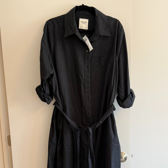 BNWT Abercrombie Linen Blend Midi Shirt Dress - Picture 1 of 2
